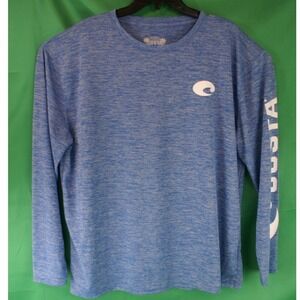 Costa Del Mar Mens XXL Blue Heathered Long Sleeve Performance Shirt Logo Fishing